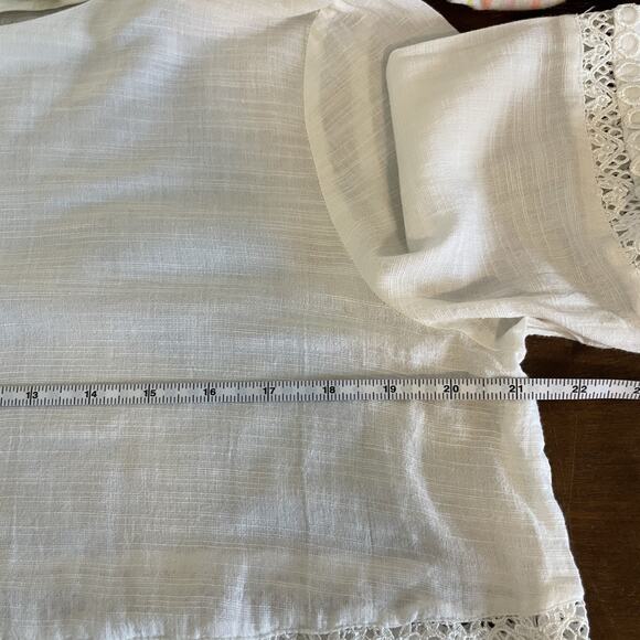 Gianni Bini Women's Blouse Large White Coastal Cowgirl Beach Boho Peasant Top L - Picture 8 of 10